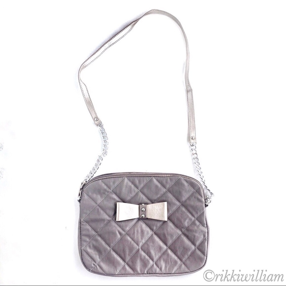 Grey Quilted Crossbody Purse